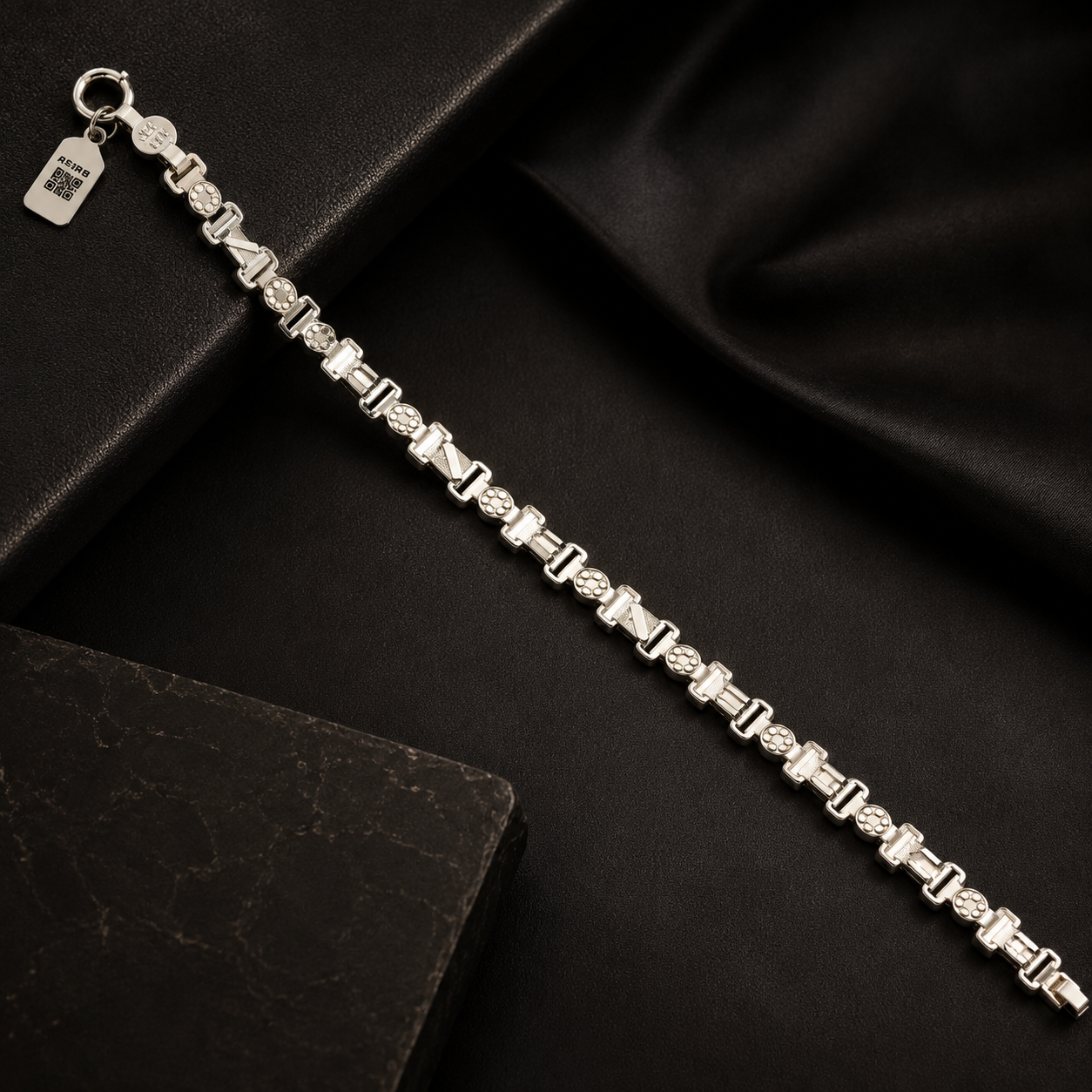 Men's Geometric Link Silver Bracelet